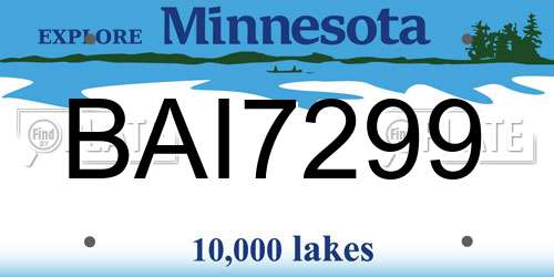 BAI7299 Minnesota License Plate