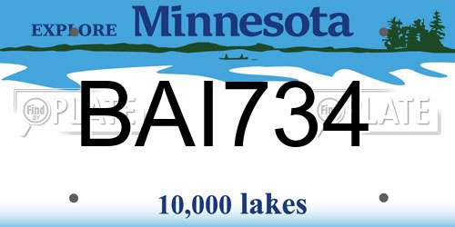 BAI734 Minnesota License Plate