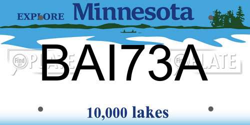 BAI73A Minnesota License Plate