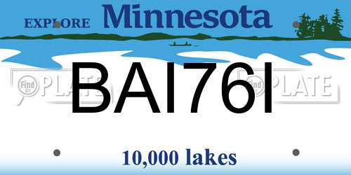 BAI76I Minnesota License Plate