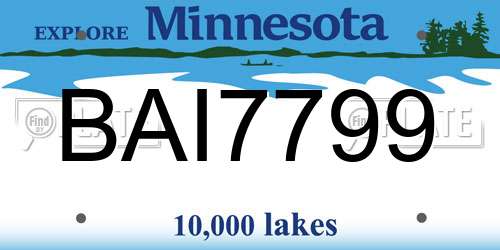 BAI7799 Minnesota License Plate