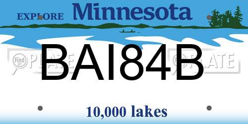 BAI84B Minnesota License Plate