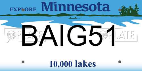 BAIG51 Minnesota License Plate
