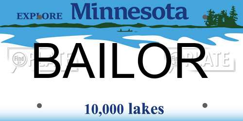 BAILOR Minnesota License Plate