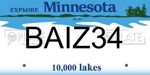 BAIZ34 Minnesota License Plate