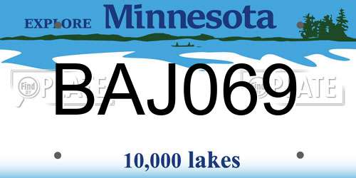 BAJ069 Minnesota License Plate