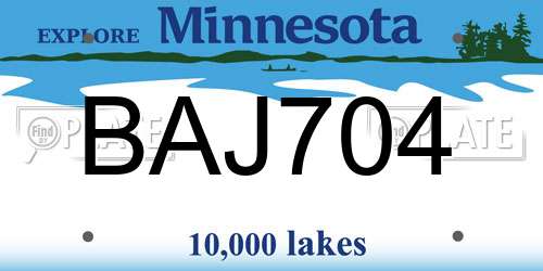 BAJ704 Minnesota License Plate