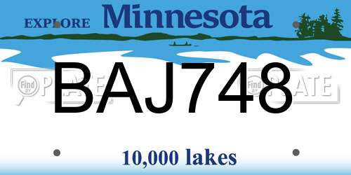 BAJ748 Minnesota License Plate