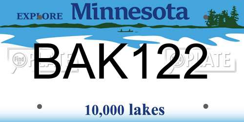 BAK122 Minnesota License Plate