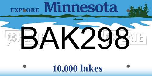 BAK298 Minnesota License Plate