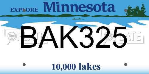 BAK325 Minnesota License Plate
