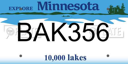BAK356 Minnesota License Plate