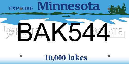 BAK544 Minnesota License Plate