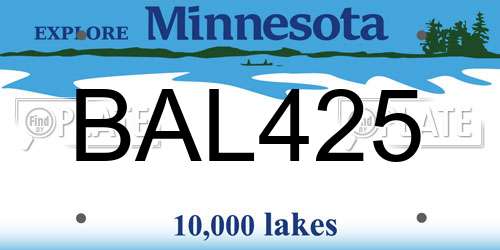 BAL425 Minnesota License Plate