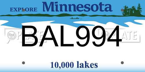 BAL994 Minnesota License Plate