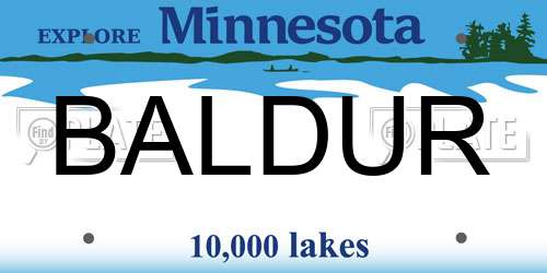 BALDUR Minnesota License Plate