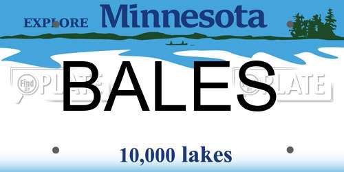 BALES Minnesota License Plate