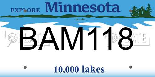 BAM118 Minnesota License Plate
