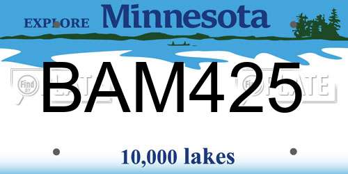 BAM425 Minnesota License Plate