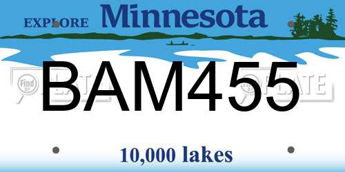 BAM455 Minnesota License Plate