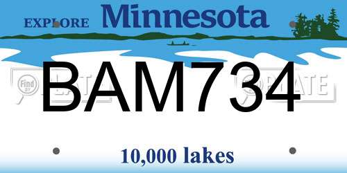 BAM734 Minnesota License Plate