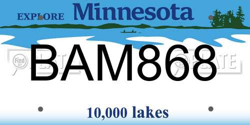 BAM868 Minnesota License Plate