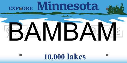 BAMBAM Minnesota License Plate