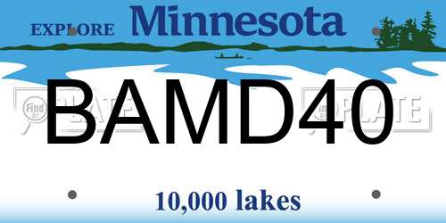 BAMD40 Minnesota License Plate