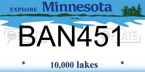 BAN451 Minnesota License Plate