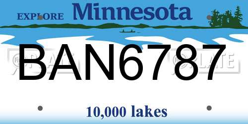 BAN6787 Minnesota License Plate