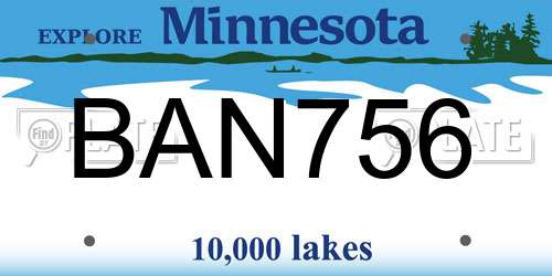 BAN756 Minnesota License Plate