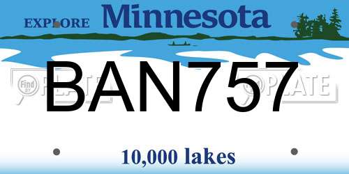 BAN757 Minnesota License Plate