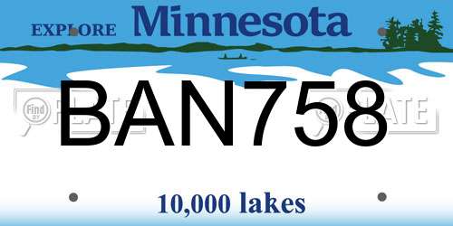 BAN758 Minnesota License Plate