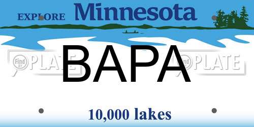 BAPA Minnesota License Plate