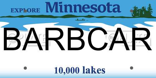 BARBCAR Minnesota License Plate