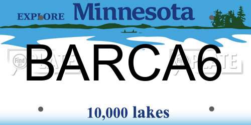 BARCA6 Minnesota License Plate