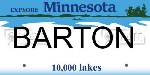 BARTON Minnesota License Plate