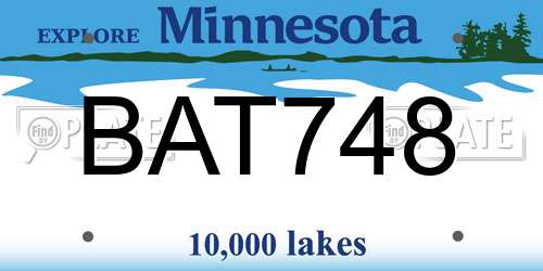 BAT748 Minnesota License Plate
