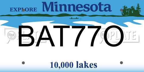 BAT77O Minnesota License Plate