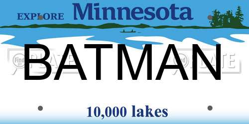 BATMAN Minnesota License Plate