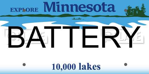 BATTERY Minnesota License Plate