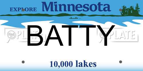 BATTY Minnesota License Plate