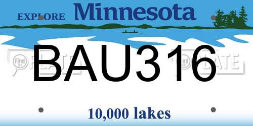 BAU316 Minnesota License Plate