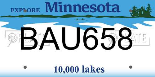 BAU658 Minnesota License Plate