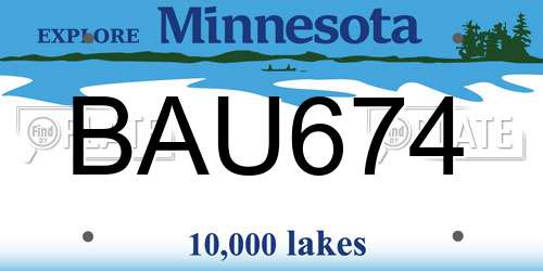 BAU674 Minnesota License Plate