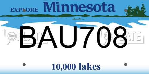 BAU708 Minnesota License Plate