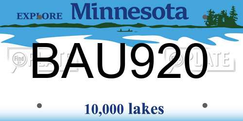 BAU920 Minnesota License Plate