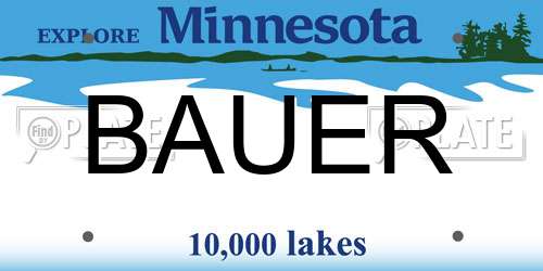 BAUER Minnesota License Plate