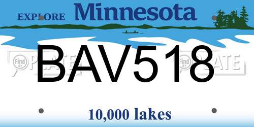 BAV518 Minnesota License Plate