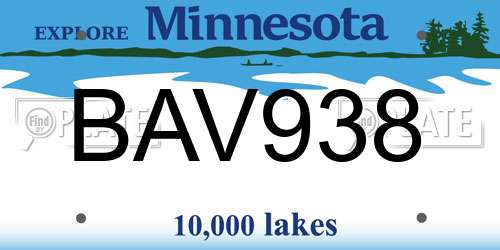 BAV938 Minnesota License Plate